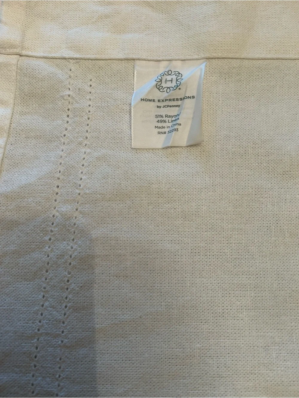 Classic Cream Linen/Rayon Blend Valence OR Table Runner - Neutral Decor Accent.